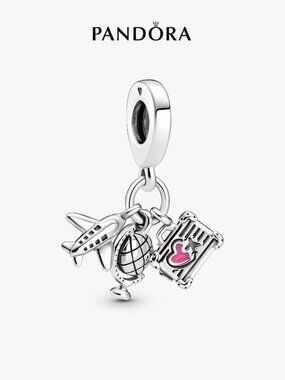 Pandora Airplane, Globe & Suitcase Dangle Charm